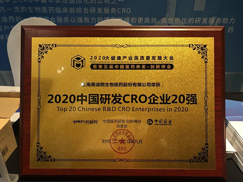 2020中国研发CRO企业20强 EBET易博