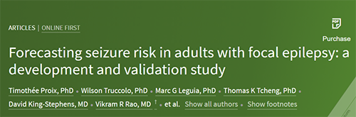 柳叶刀速递|癫痫爆发也可以像天气预告一样提前几天预测了！！！
